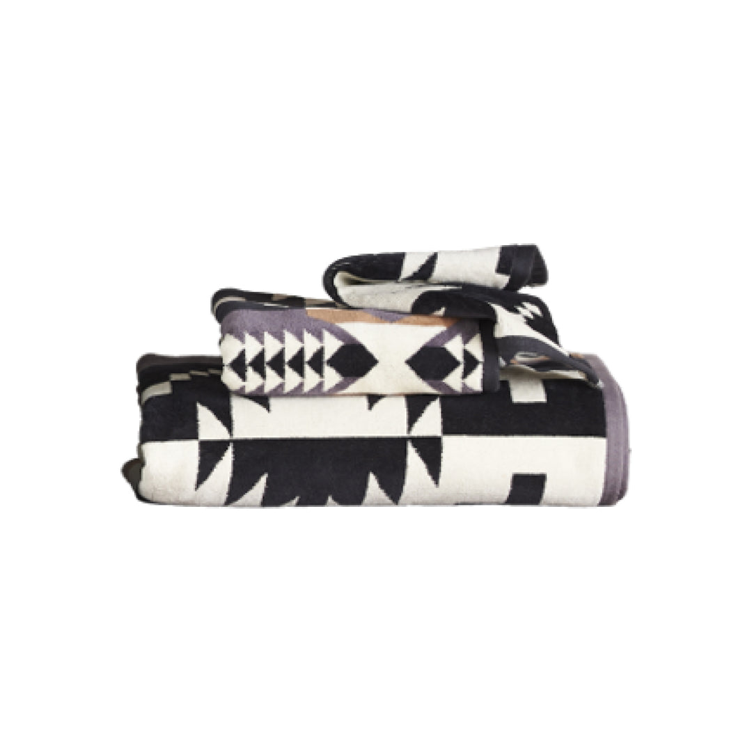 3 piece towel set-spider rock black / white