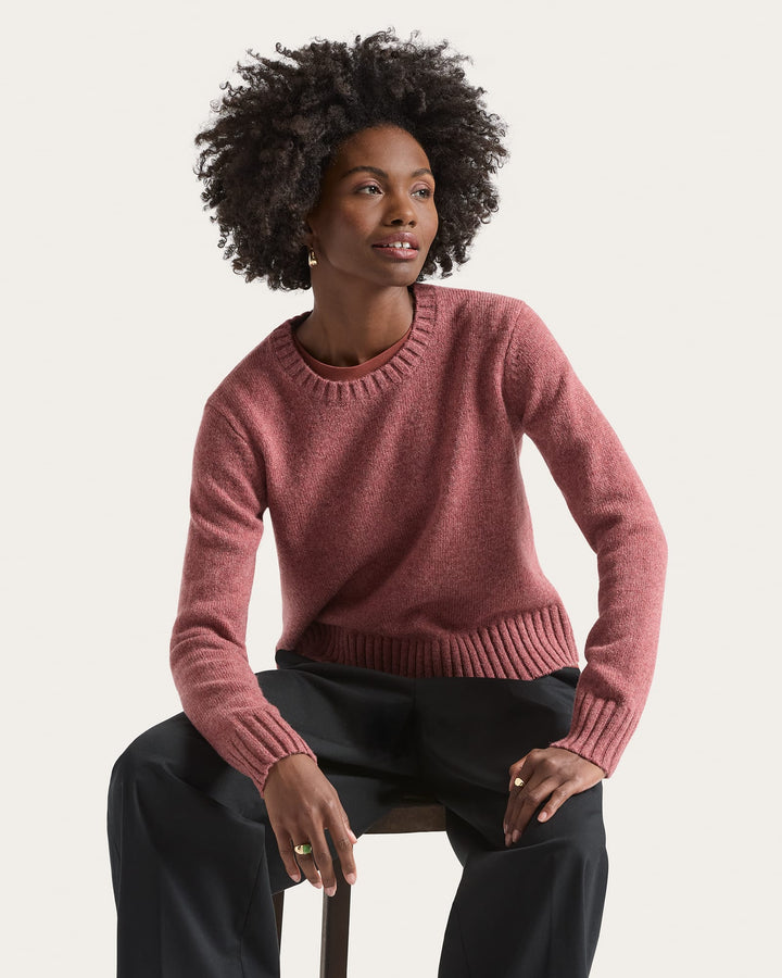 relaxed shetland collection crew sweater-dark rose heather