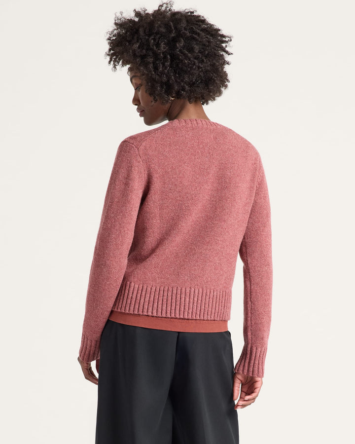 relaxed shetland collection crew sweater-dark rose heather