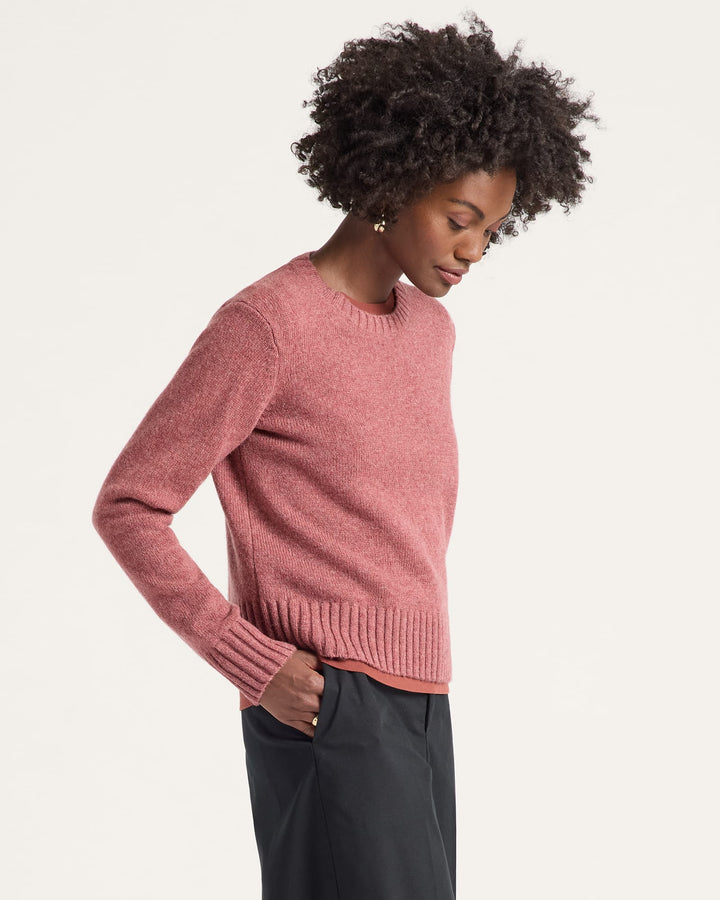 relaxed shetland collection crew sweater-dark rose heather