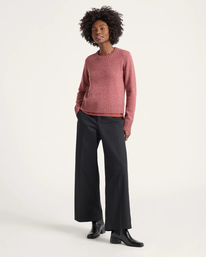 relaxed shetland collection crew sweater-dark rose heather