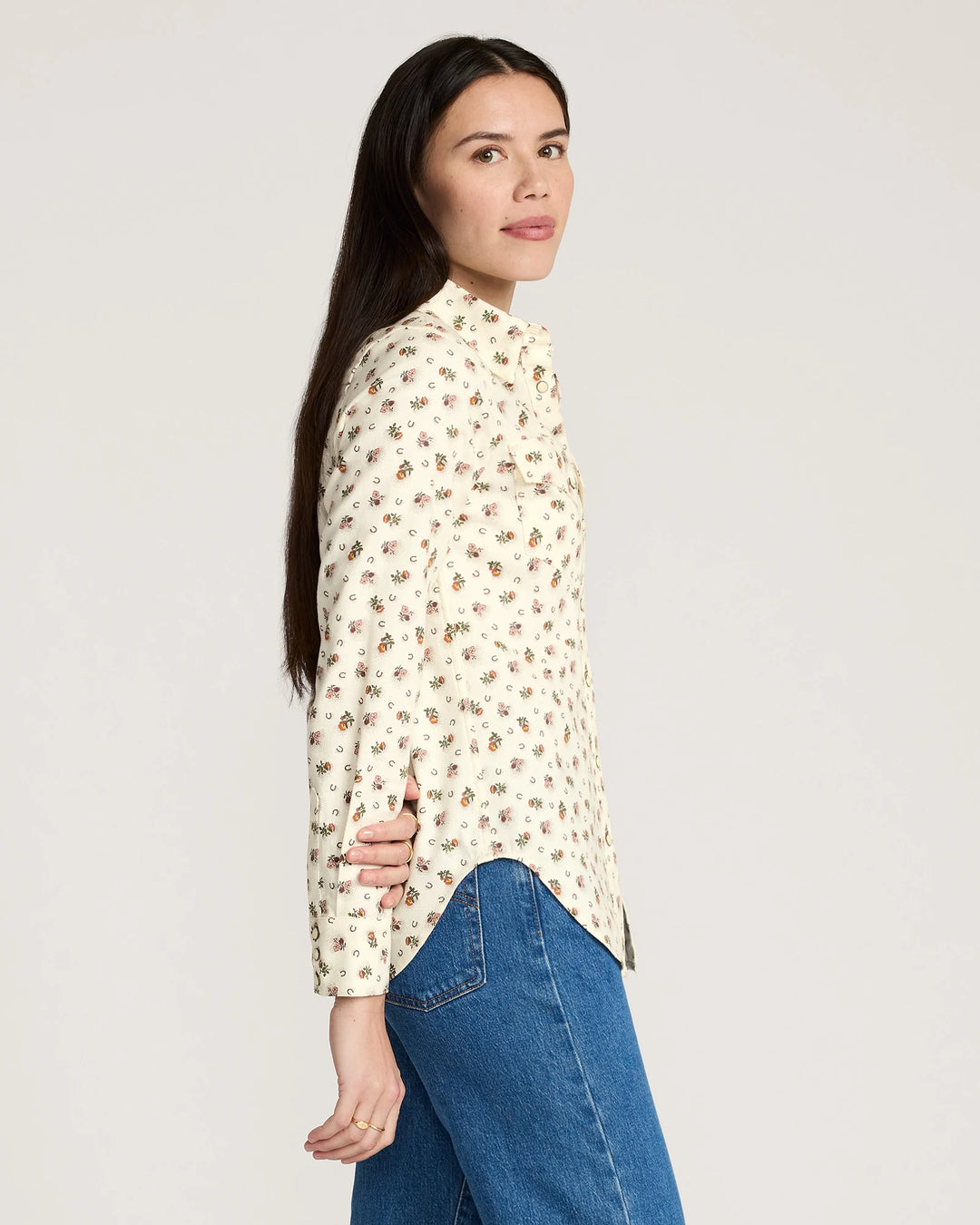 gambler shirt-ecru western floral