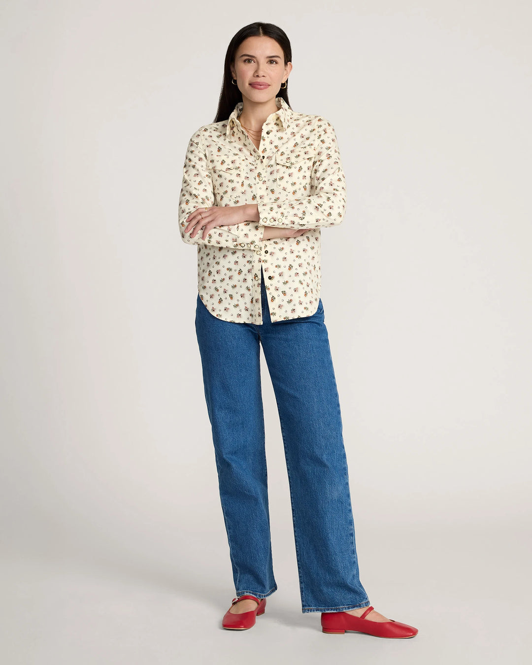 gambler shirt-ecru western floral