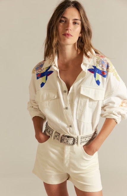 TAKE FLIGHT EMB SHIRT / SNOW BELL COMBO