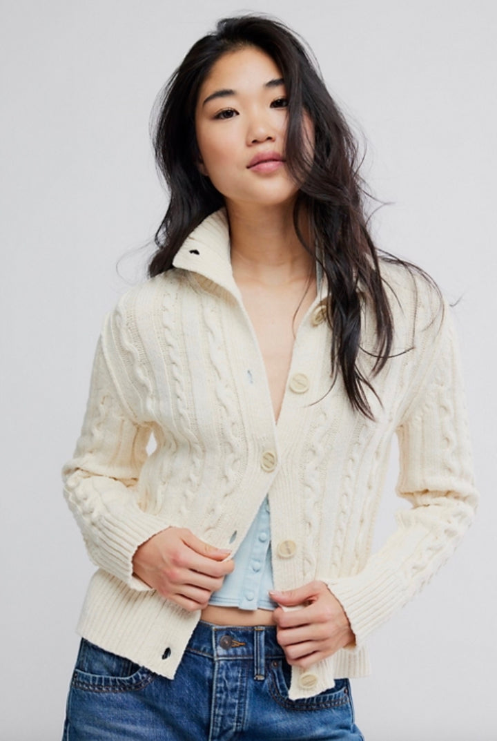 WTF CABLE COLLAR CARDI / IVORY