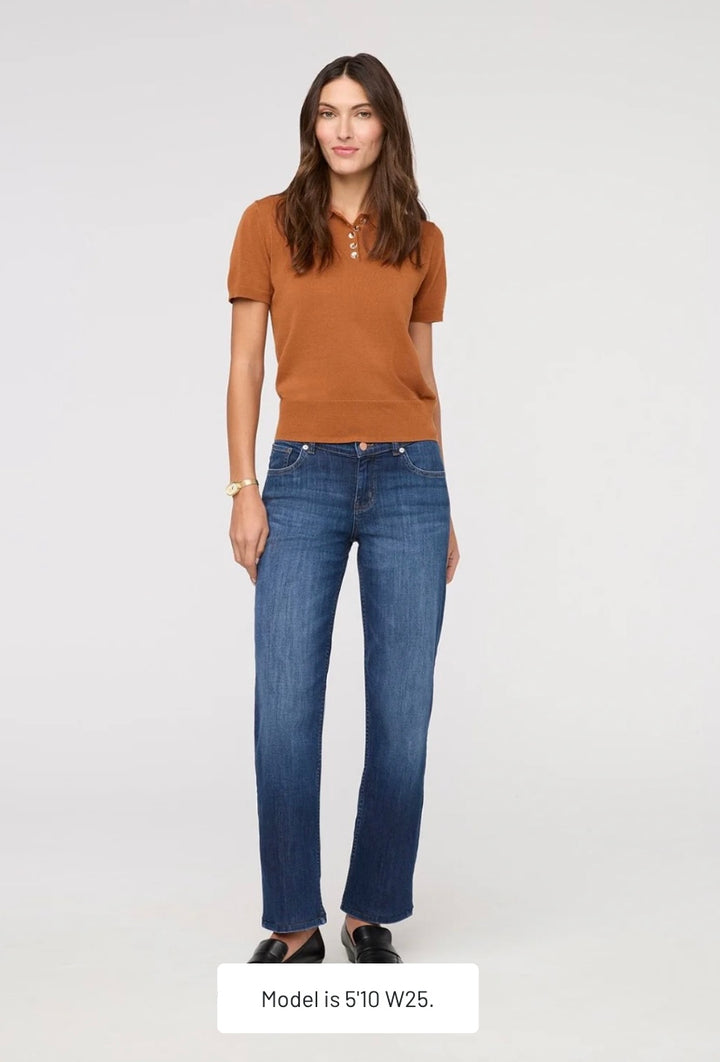 Performance Denim Mid Rise Straight-Blue Cascade