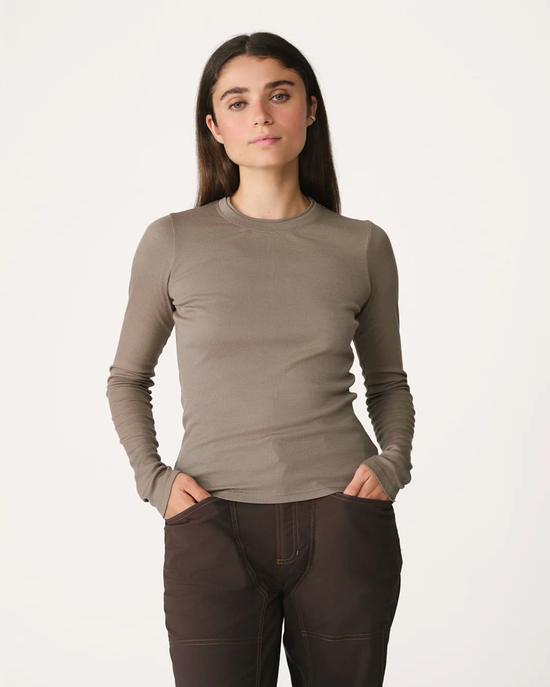 Ribbed Merino Long Sleeve 01-Morel