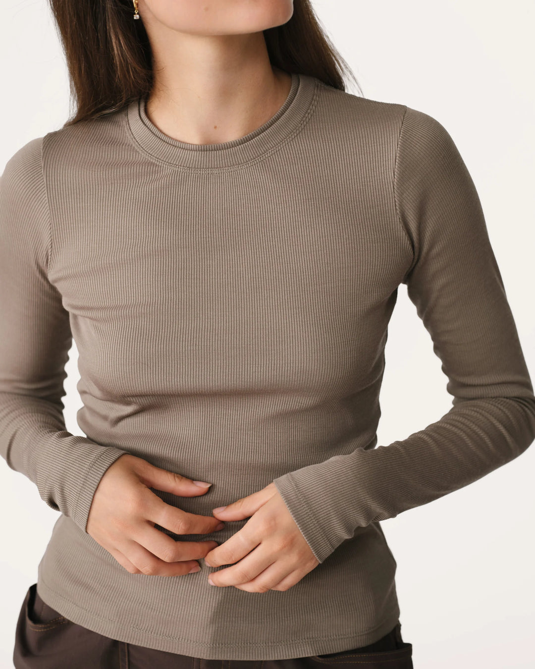 Ribbed Merino Long Sleeve 01-Morel