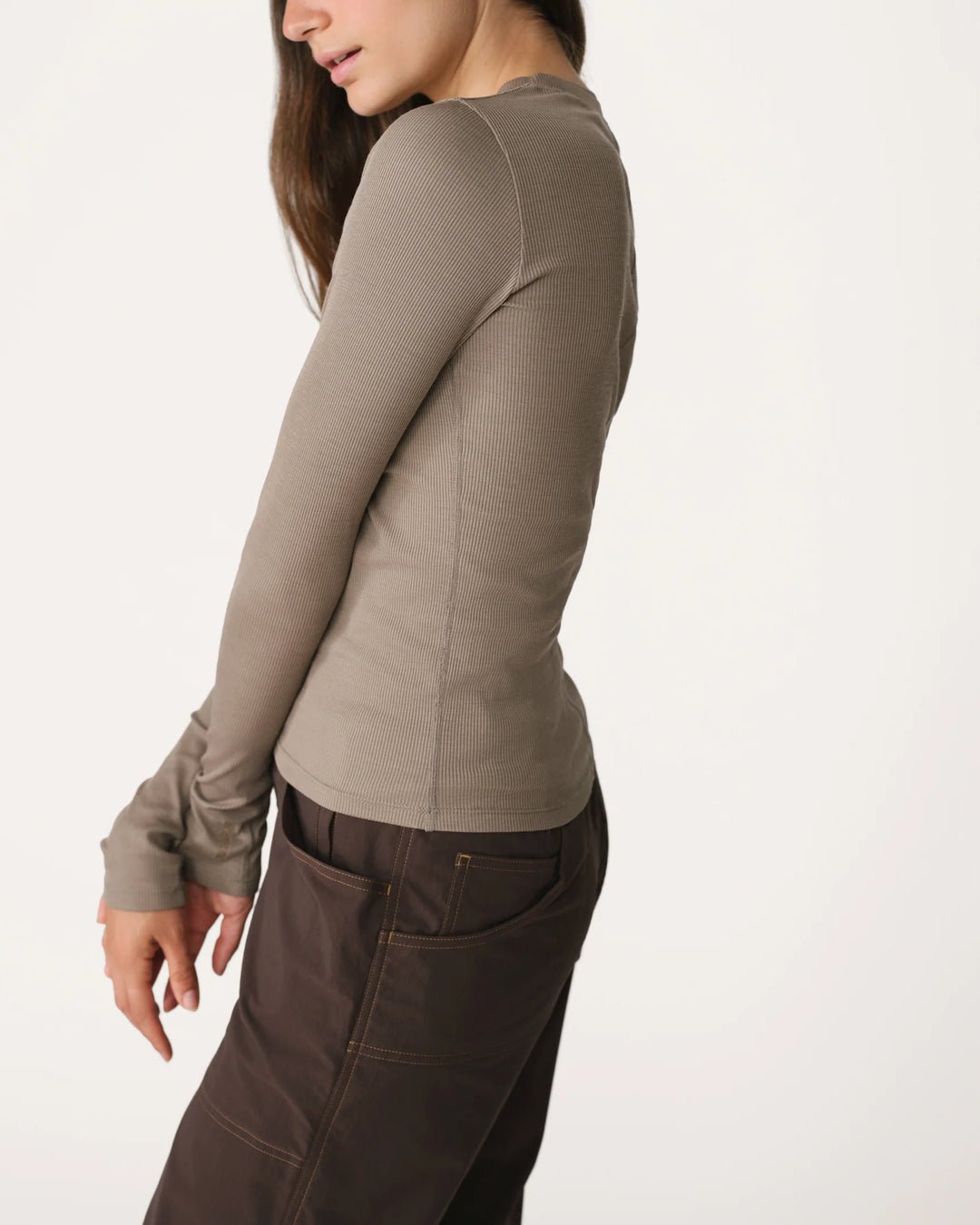 Ribbed Merino Long Sleeve 01-Morel