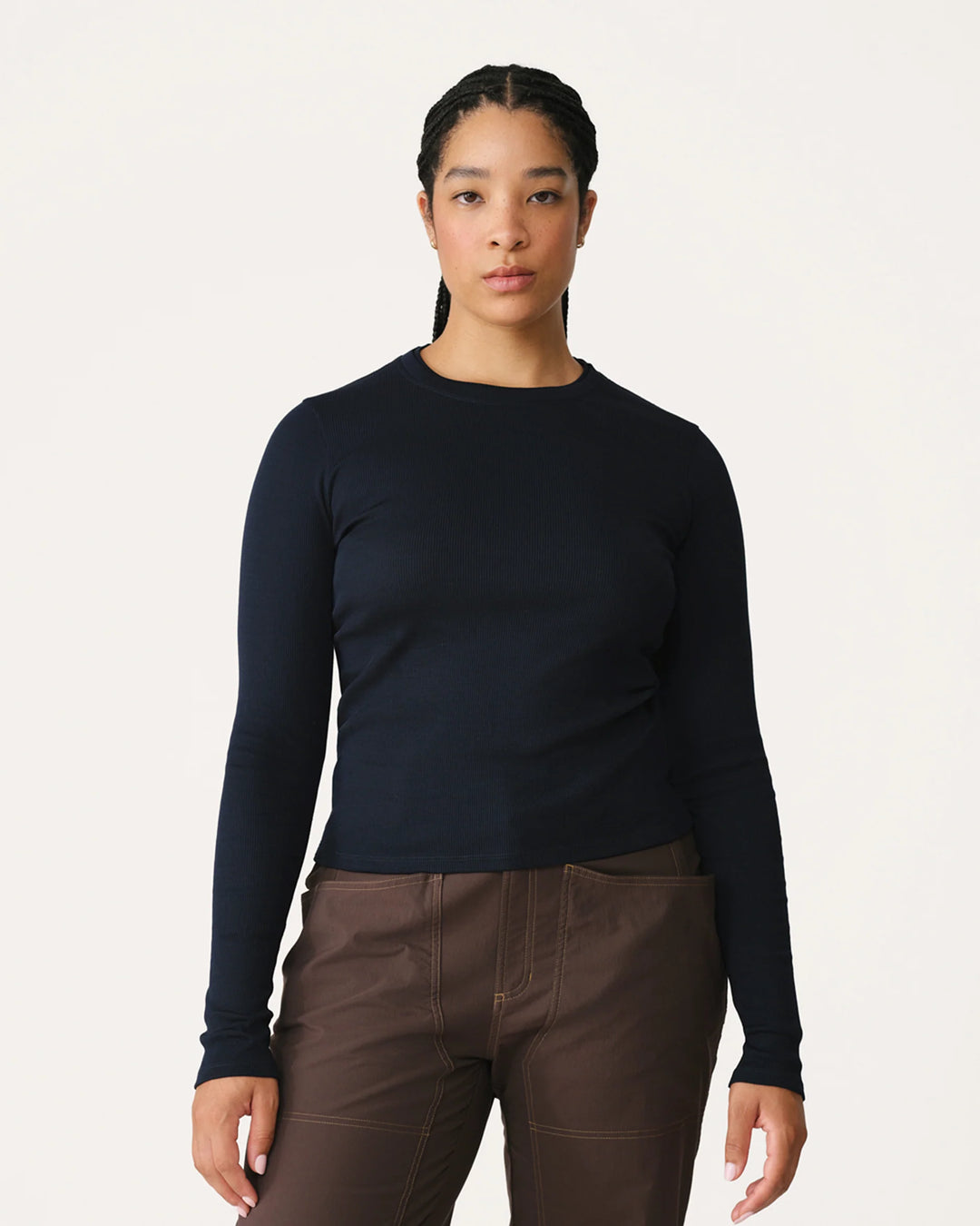 Ribbed Merino Long Sleeve 01-Woad