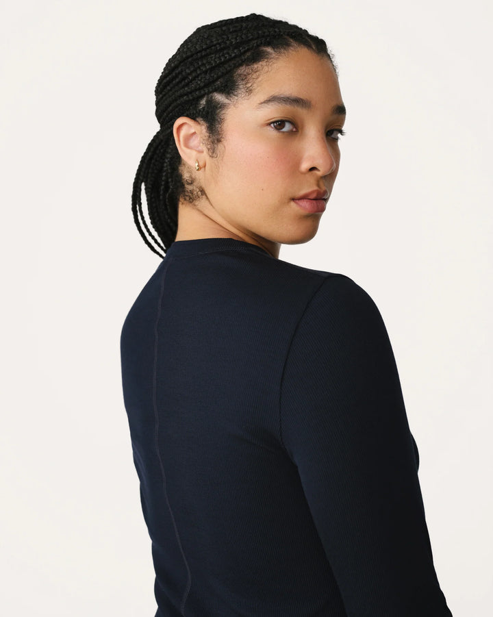 Ribbed Merino Long Sleeve 01-Woad