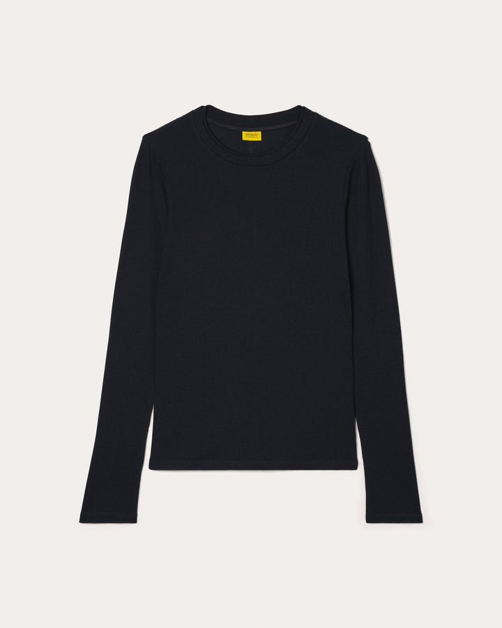 Ribbed Merino Long Sleeve 01-Woad