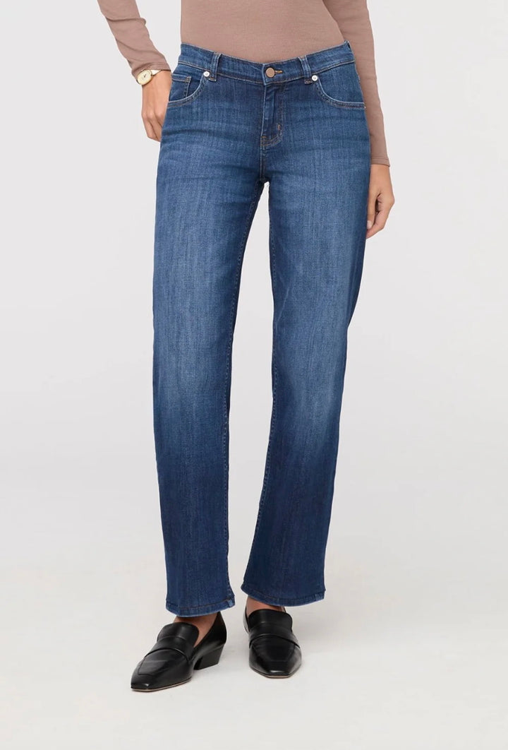 Performance Denim Mid Rise Straight-Blue Cascade