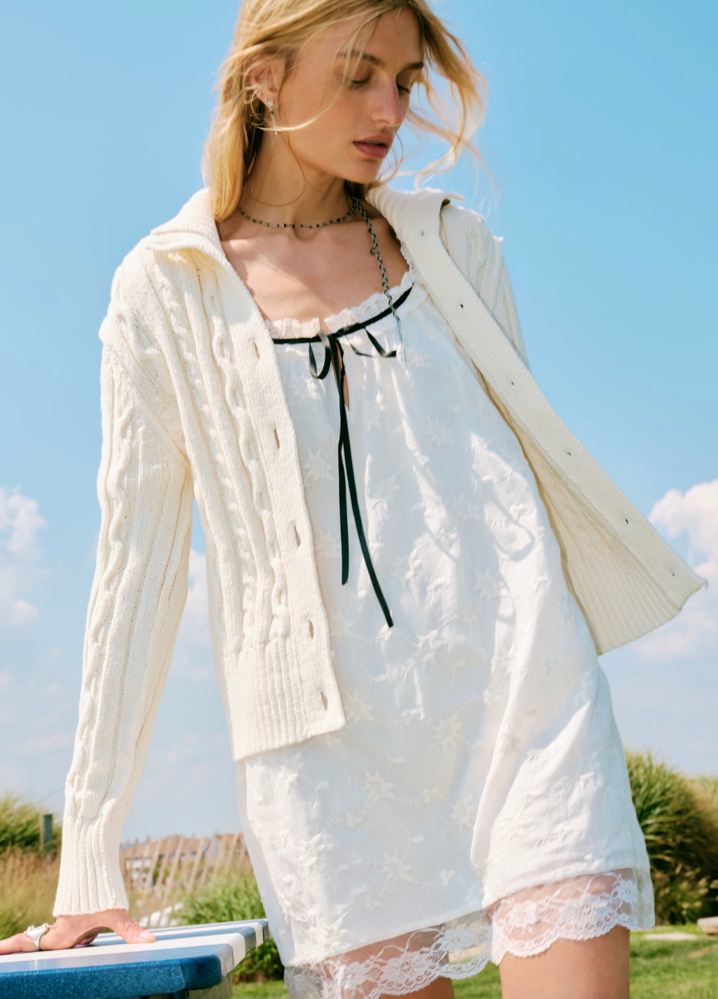WTF CABLE COLLAR CARDI / IVORY