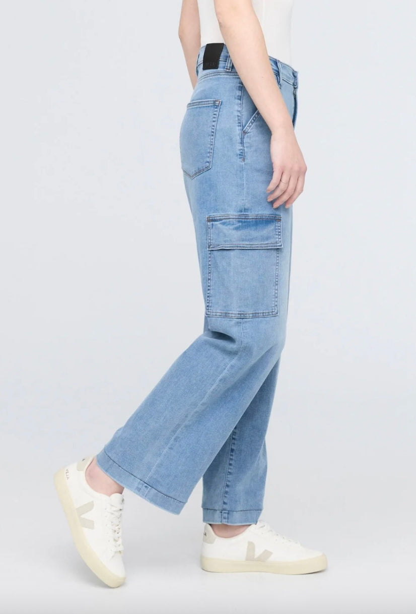 Performance Denim Lite High Rise Cargo-Pacific