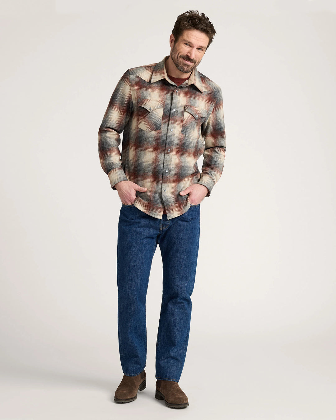 canyon shirt-red mix/grey mix ombre