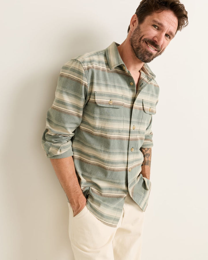 beach shack shirt-teal stripe