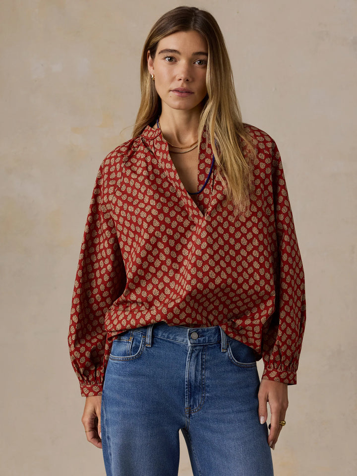 Coastal Poplin Eleanor Top-autumn petals