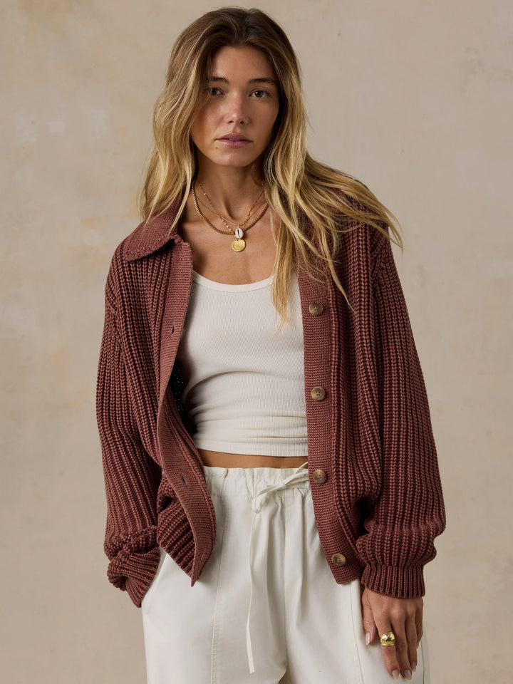 Sunwashed Cotton Lodge Cardigan-sunwashed redwood