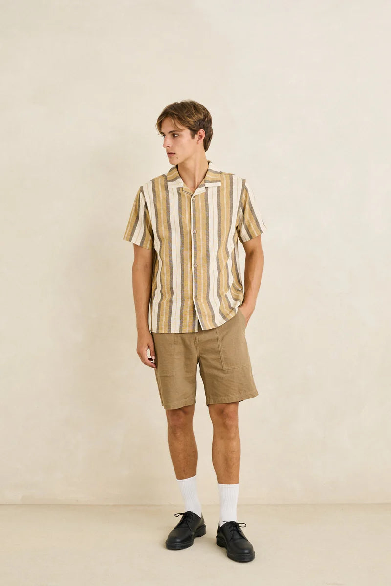 vacation stripe ss shirt-sand