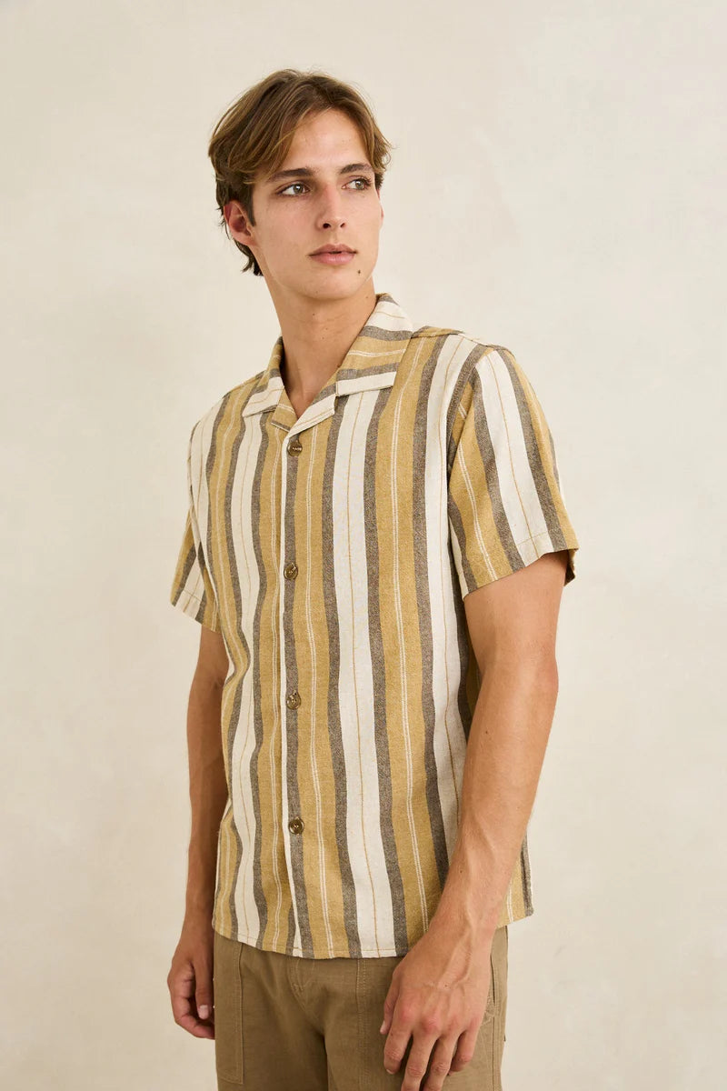 vacation stripe ss shirt-sand