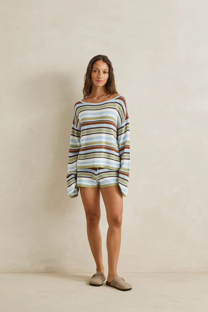 frankie stripe knit short-marine green
