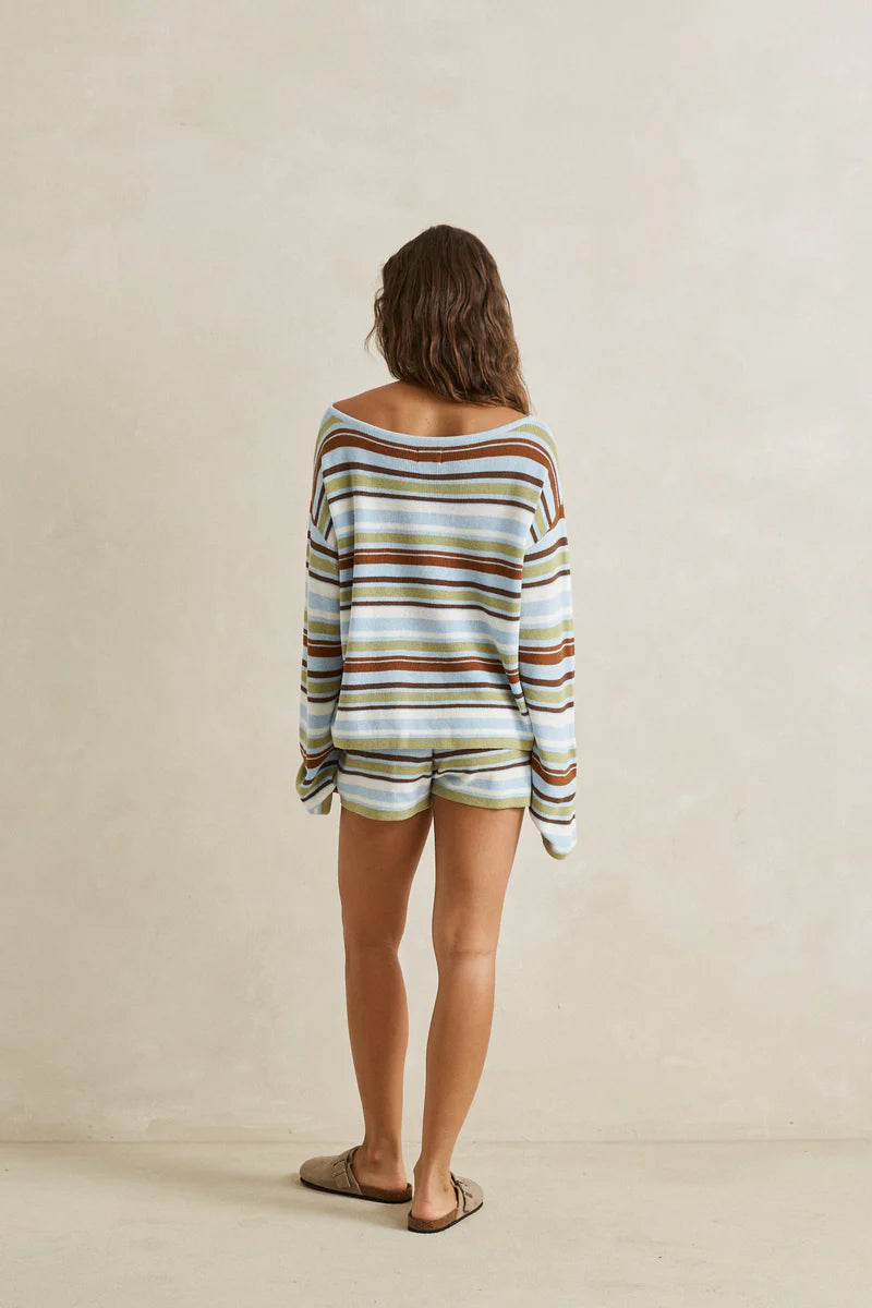 frankie stripe knit short-marine green