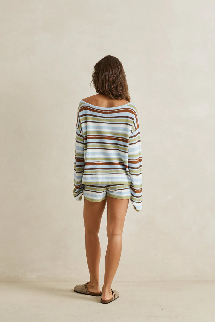 frankie stripe knit short-marine green