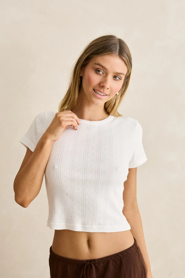 bennie pointelle tee-white