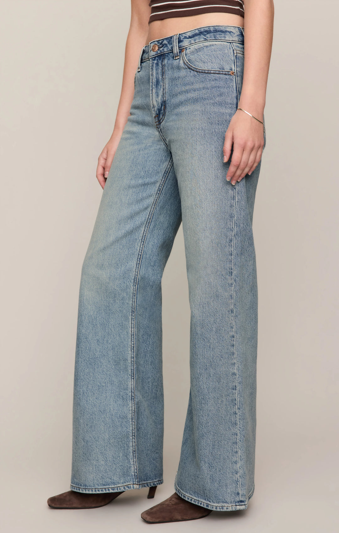 The Stunner Mid Rise Wide Leg-Downtown