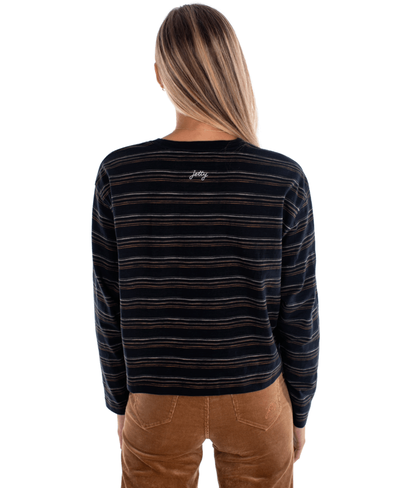 Barque Stripe Tee-Black