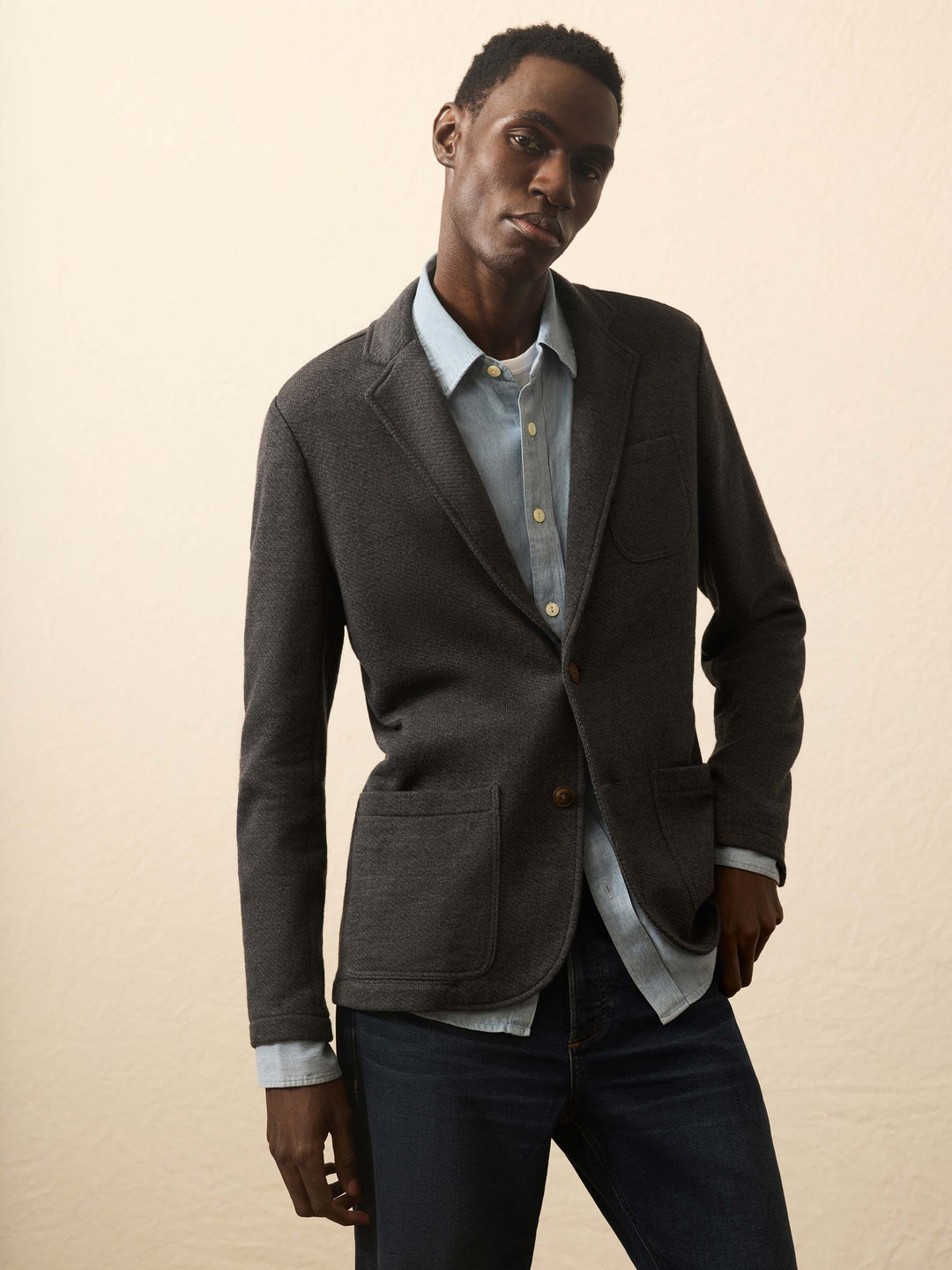 M Inlet Knit Blazer-Black Sky