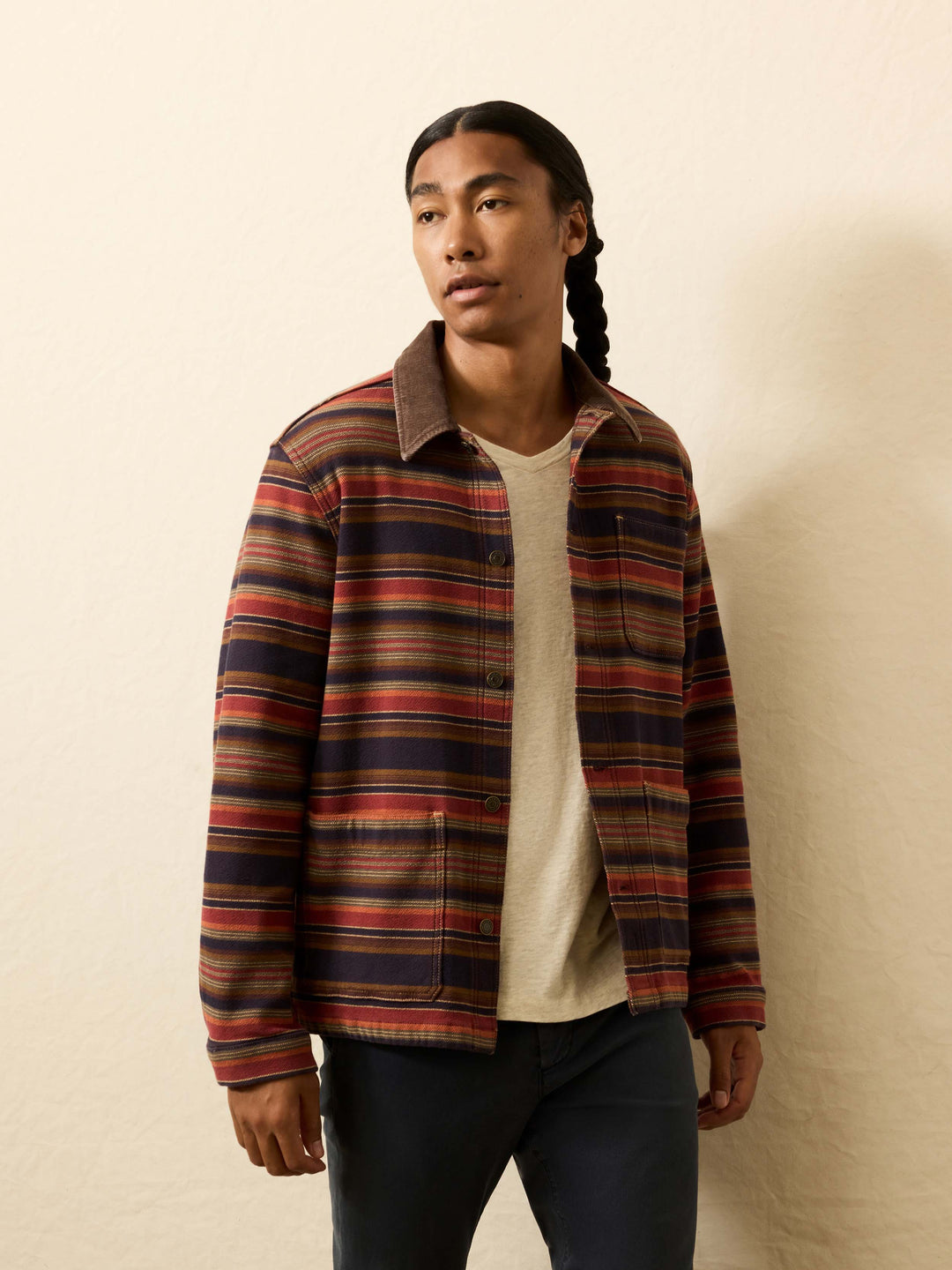 high ridge twill studio jacket-night time fire stripe