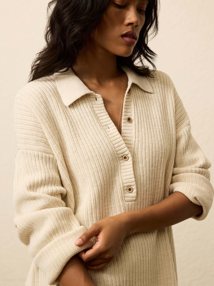 miramar linen relaxed polo-summer sand