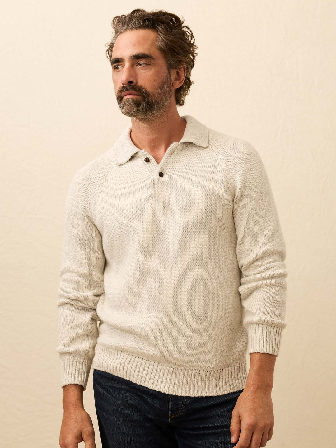 heirloom ls sweater polo-grey heather