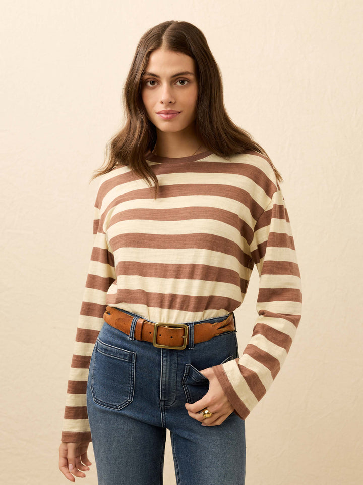 Sunwashed Slub Ls Retro Tee-nutmeg stripe