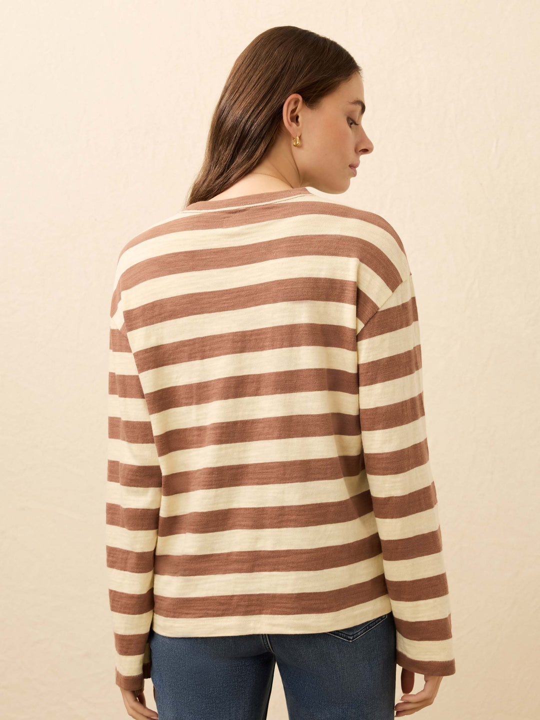 Sunwashed Slub Ls Retro Tee-nutmeg stripe