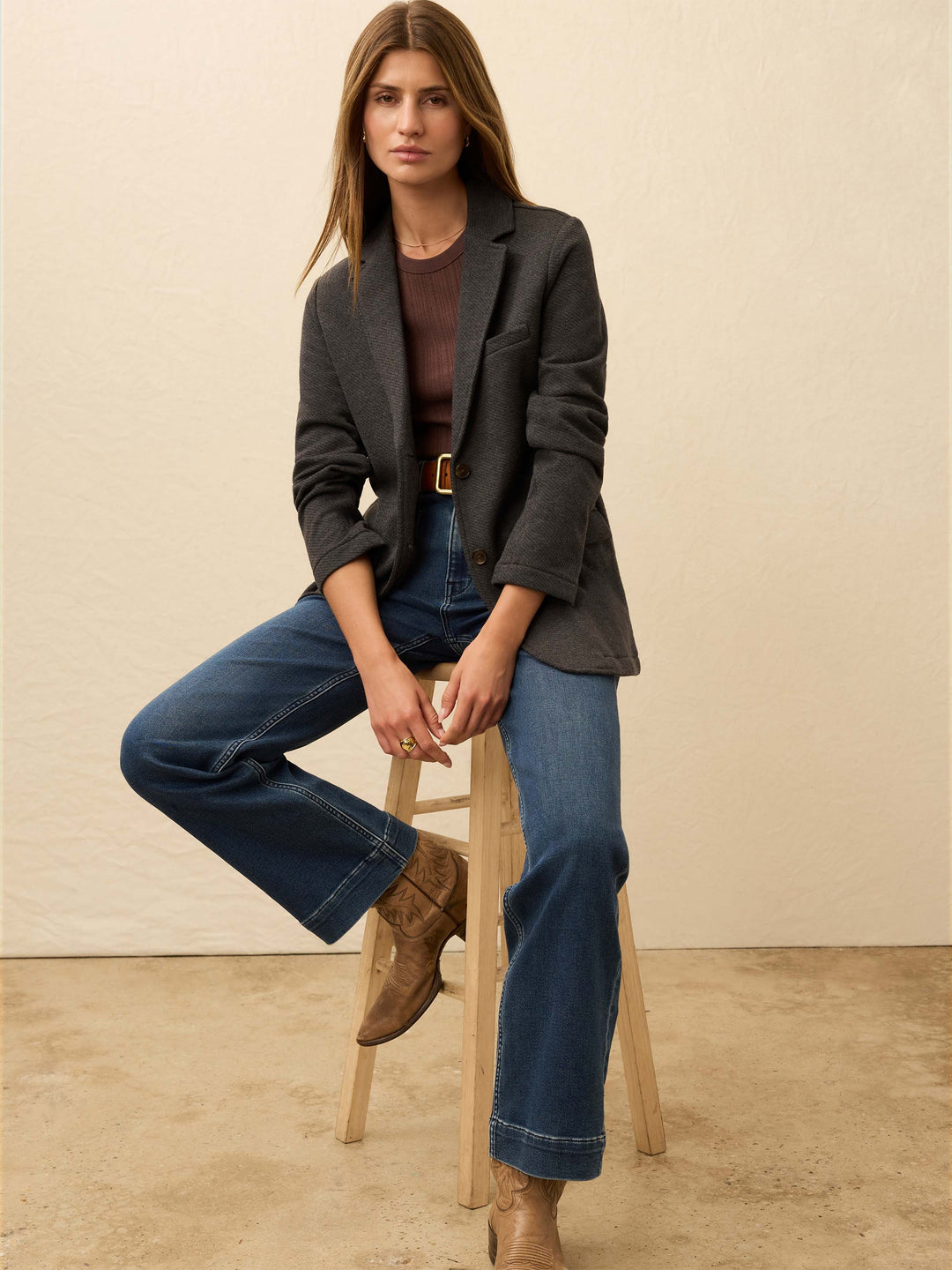 Inlet Knit Blazer-black sky melange