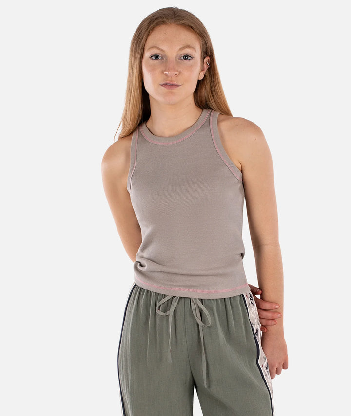 Iris Micro Rib Tank-Warm Grey