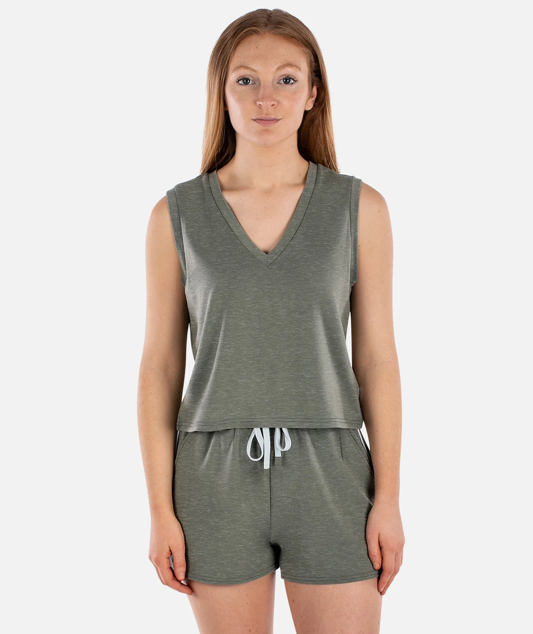 Bondi V-Neck Tank-Agave