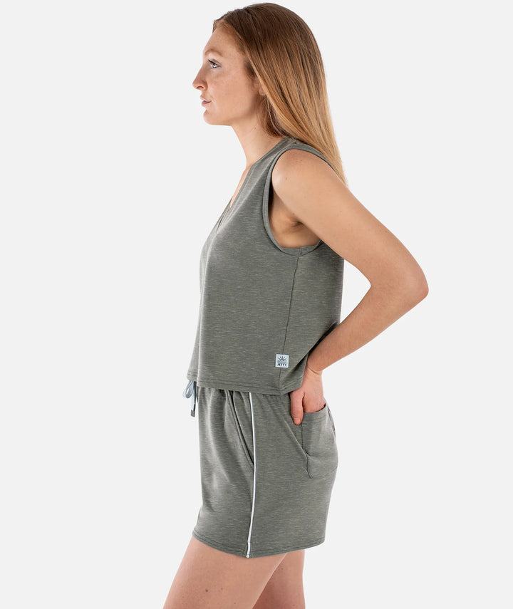 Bondi V-Neck Tank-Agave