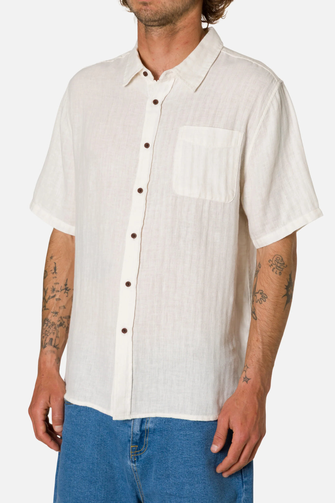 ALAN SOLID SHIRT-VINTAGE WHITE II