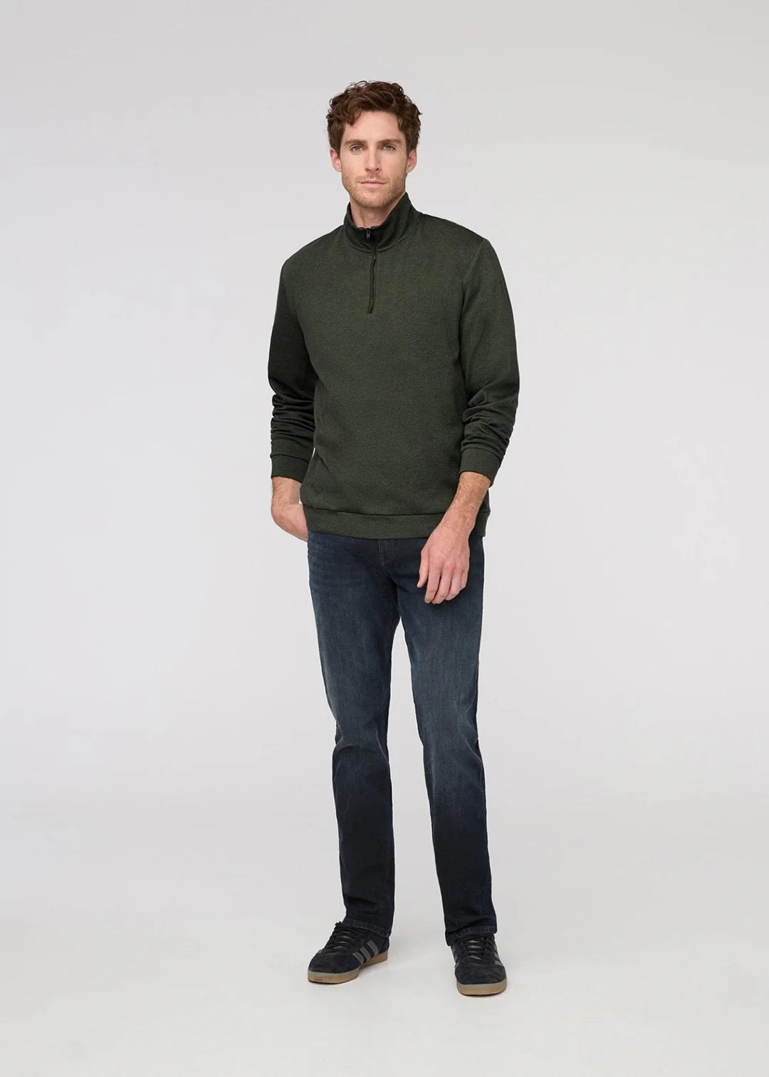 Performance Flannel Quarter Zip-Heather Peat