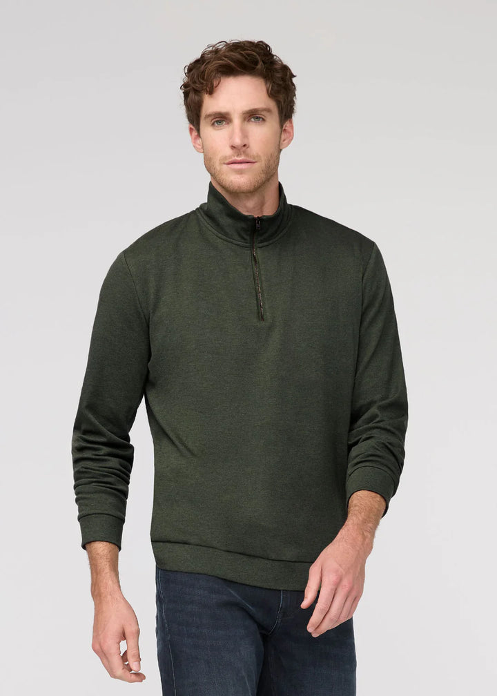 Performance Flannel Quarter Zip-Heather Peat