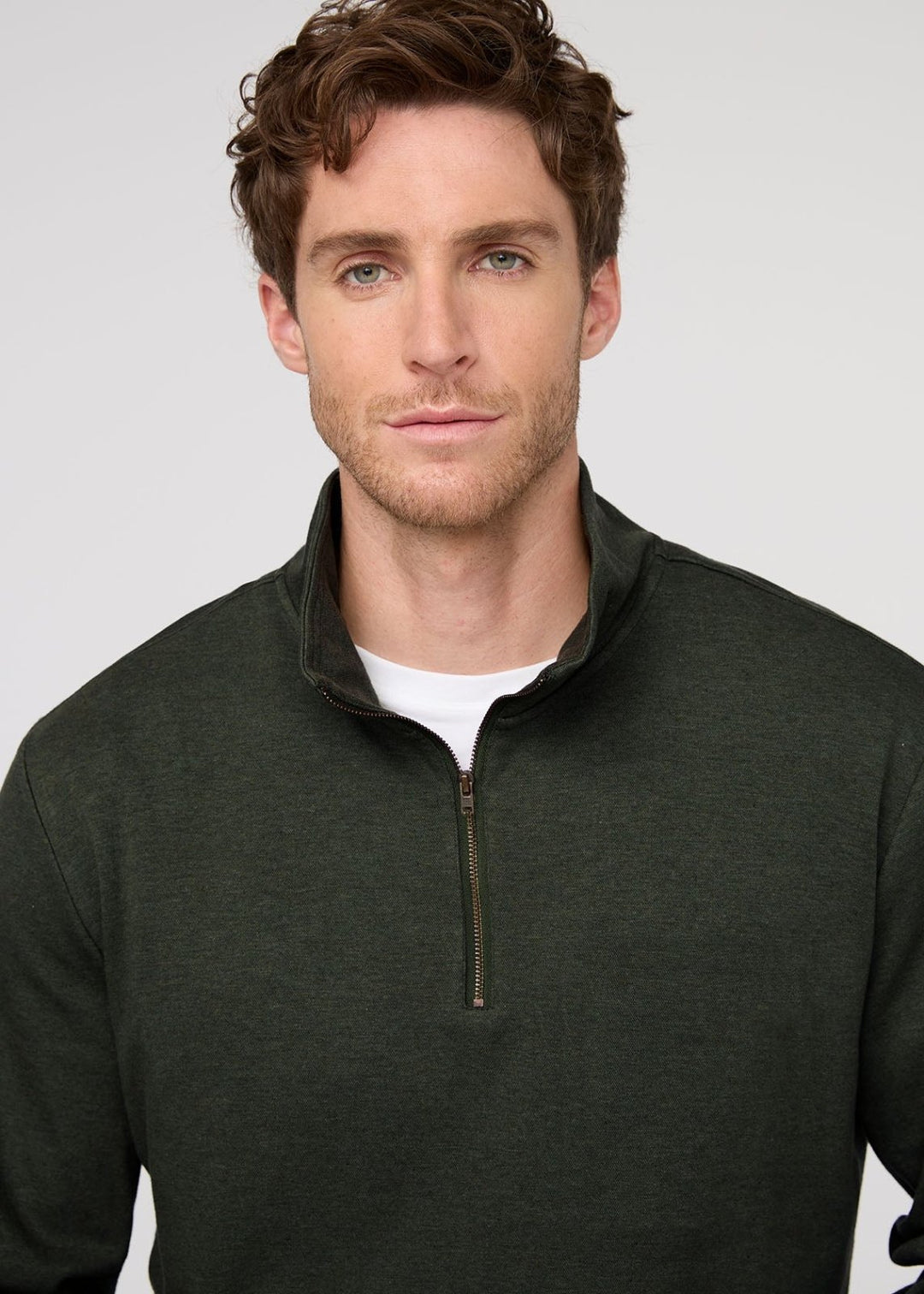 Performance Flannel Quarter Zip-Heather Peat