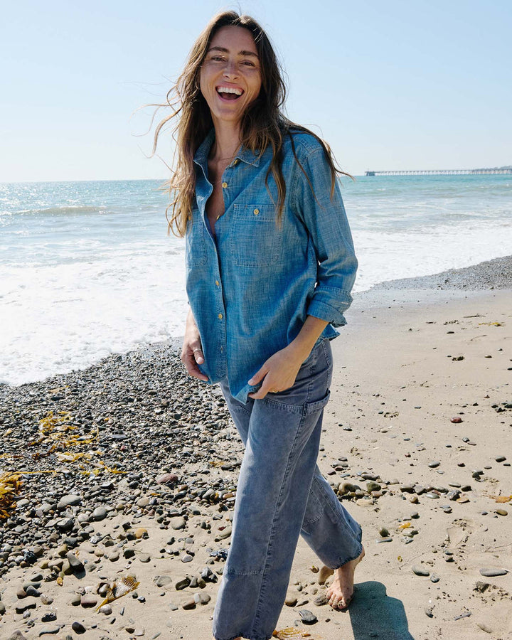 WOMEN'S CHAMBRAY UTILITY SHIRT-CHAMBRAY