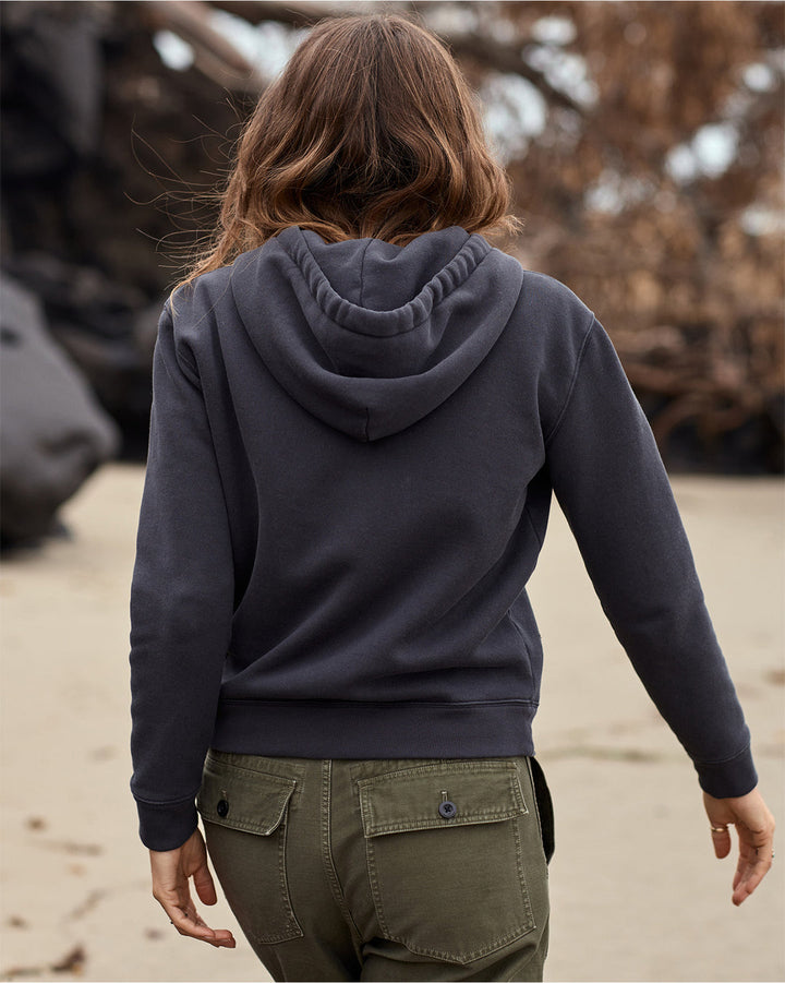 THE EASY ZIP HOODIE-WASHED BLACK