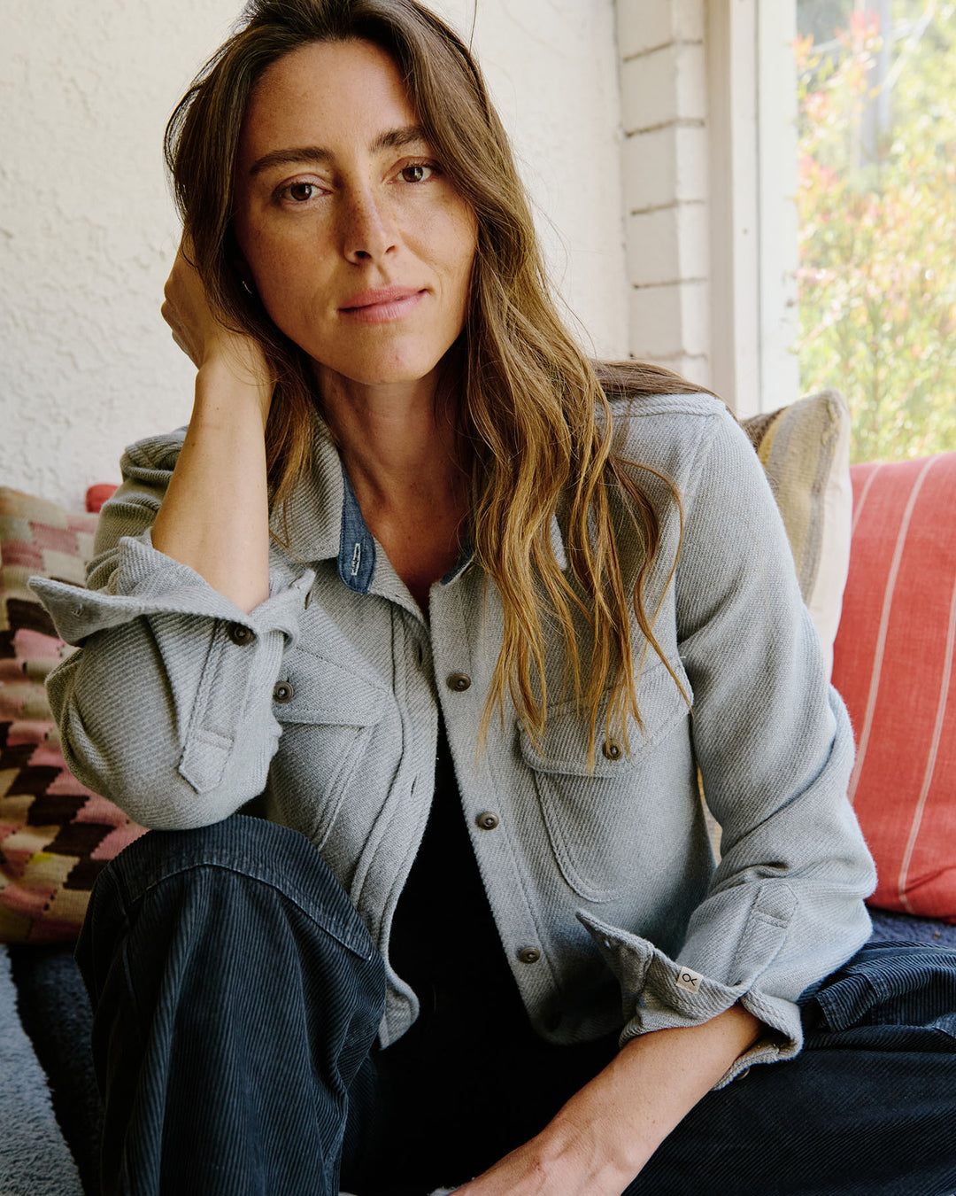 WOMEN'S BLANKET SHIRT-HEATHER GREY