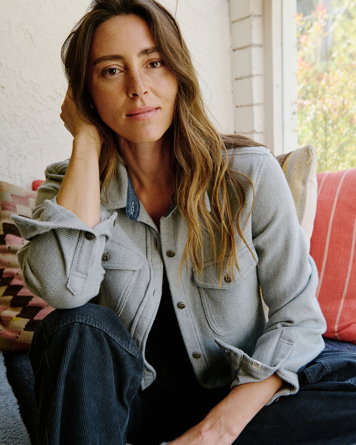WOMEN'S BLANKET SHIRT-HEATHER GREY