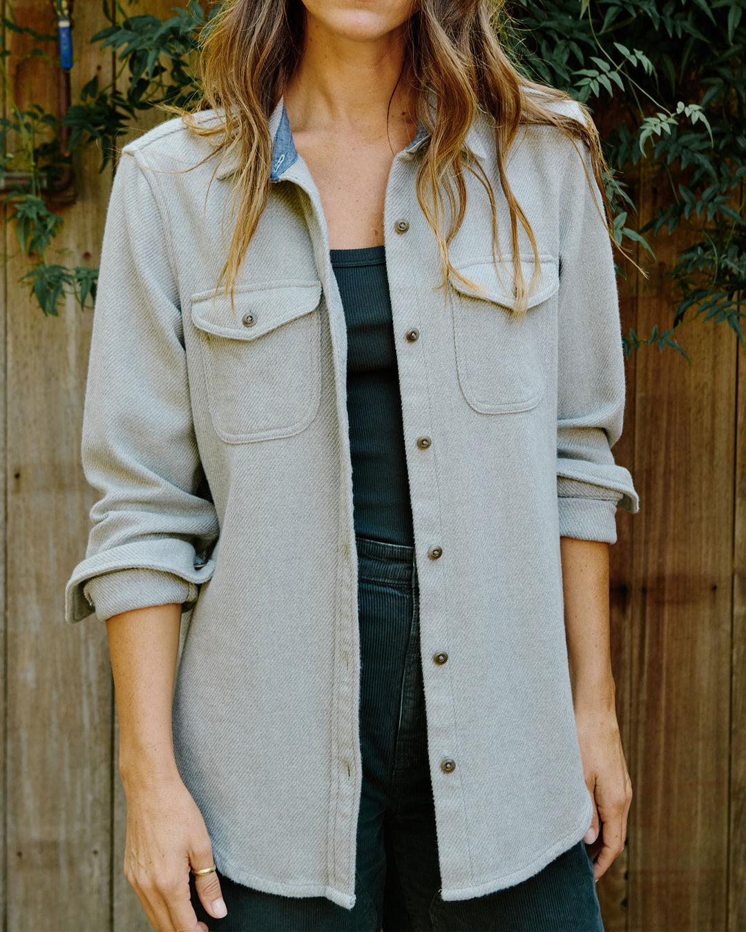 WOMEN'S BLANKET SHIRT-HEATHER GREY